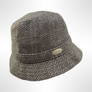 Kangol Vintage Brown Gray Wool Herringbone Bucket Hat